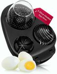 CraftyCrocodile Egg Slicer for Hard Boiled Eggs - 3 Slice Modes, Handy Heavy Duty Stainless Steel Egg Cutter - Kitchen Dicer for Strawberry, Mushroom, Grape, Cherry Tomato (Black)