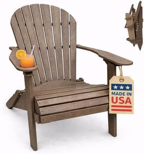 Weathered Wood-Poly Lumber Folding Adirondack Chair with Rolled Seating Heavy Duty Everlasting Lifetime PolyTuf HDPE - Made in USA - Amish Crafted