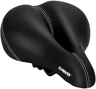 DAWAY C10 Comfortable Wide Bike Seat - Soft Foam Padded Bicycle Saddle for Men, Women, Seniors - Shock Absorbing, Waterproof Leather Cushion, Universal Fit for Peloton, MTB, Cruiser, Exercise Bikes