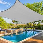 Amagenix Rectangle Sun Shade Sail Canopy, 185 GSM Permeable Shade Cloth, 16'X20' UV Block Awning for Patio Outdoor Backyard Garden, Grey