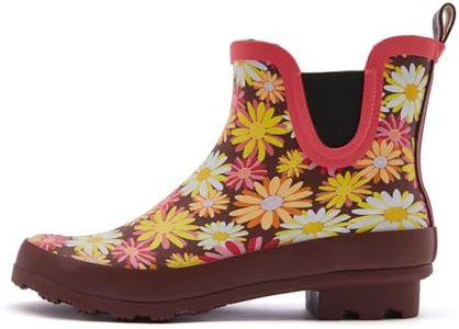 SWIFT*FROG Garden Boots for Women Waterproof Rain Boots Anti Slip Floral Printed Rainboots Ankle Rain Shoes Girls Footwear