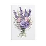 AEMYSKA Beautiful Lavender Bouquet Canvas Wall Art Prints Watercolor Flowers Botanical Painting Art Poster Framed Artwork for Home Bedroom Living Room Office Wall Decor