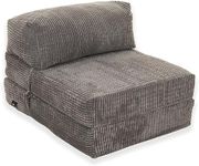 Gilda Jazz Chair Bed Fold Out Futon Single Mattress Corduroy (Budget, Grey)