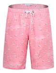 iCKER Mens Swim Shorts Swimming Trunks 3D Print Beach Shorts Boardshorts for Summer Pink Flamingo