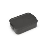 Brabantia - Make & Take Lunch Box - Medium Volume (1.1L) - BPA-Free - Lid with Clips - Suitable for Freezer - Dishwasher & Microwave Safe - Dark Grey - 20 x 13.5 x 5.5 cm