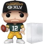 POP Football: Packers - Aaron Rodgers Super Bowl Champions XLV Funko Vinyl Figure (Bundled with Compatible Box Protector Case), Multicolor, 3.75 inches