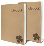 Set of 2 Lined Bound Notebooks A5 – Each 200 Lay Flat Pages – 5x8 Hardcover Journal Refills – Fountain Pen Friendly 100 gsm Paper – 100% Recycled Notebook by Le Vent