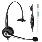 Wantek Phone Headset with Mic RJ9 Telephone Headset Compatible with ShoreTel Polycom Zultys Toshiba NEC Dterm Nortel Norstar Meridian Siemens ROLM Packet8 Landline Deskphones for Call Center Office