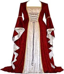 Costume Bay Womens Medieval Gothic Renaissance Gown Velvet Witch Wench Victorian Dress Costume Cosplay Dress up Party Costume (Wine Red, 2XL)