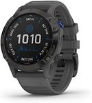 Garmin 010-02410-10 fenix 6 Pro Solar, Multisport GPS Watch with Solar Charging Capabilities, Advanced Training Features and Data, Black with Slate Gray Band