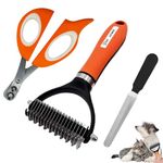 Duuclume 3 Packs Grooming Set, Dog & Cat Dematting Comb for Shedding for Long & Short Haired Pet, Dog & Cat Pets Nail Clippers & Trimmers for Beginners,Professional Grooming Tool for Puppy & Kitten