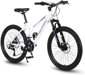 Ecarpat Women's Mountain Bike 24/26 Inch Wheels, 21-Speed Trail Commuter City Mountain Bikes, 15"/17" Carbon Steel Frame Female Bicycles Disc Brakes Front Fork