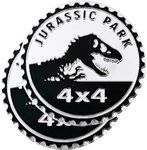 2 pcs Car Emblem 4 x 4 Metal Automotive Badge 3D Metal Car Badges Emblems Round Emblem Decals Car Badge Decals Stickers Compatible with Vehicles Trucks SUV RV Decorations (Jurassic Park Rated)