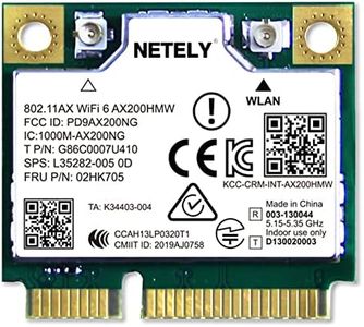 NETELY 802.11AX WiFi 6 AX200HMW 3000Mbps Mini-PCIE Interface WiFi Adapter with Bluetooth 5.0 for Windows 10 11 64bit Laptop PCs, 2.4GHz 574Mbps & 5GHz 2400Mbps, Intel WiFi 6 AX200D2W (WiFi 6 AX200HMW)