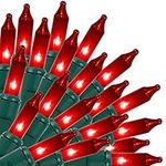 Red Christmas Lights Indoor Outdoor, 33 FT 150 Count Lights Incandescent Mini String Light, 120V UL Certified Green Wire Lights for Xmas Tree, Wreath, Patio, Holiday, Party, Home, Garden Decorations