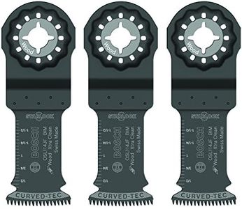 BOSCH OSL114JF-3 3-Pack 1-1/4 in. Starlock Oscillating Multi Tool Wood Curved-Tec Bi-Metal Xtra-Clean Plunge Cut Blades for Applications in Cutting Wood, Hardwood, Laminate