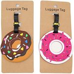 Doughnut Luggage Tags with Lable Identifiers for Bag Suitcase Adjustable Strape 2-Pack