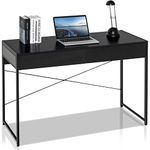 GOFLAME 44 inch Computer Desk with 2 Storage Drawers, Home Office Desk with Steel Frame, Simple Study Writing Workstation, Makeup Vanity Console Table for Living Room, Bedroom & Study, Black