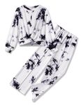 Arshiner Girls Tie Dye Clothes 2 Piece Tracksuit Long Sleeve Sweatshirt and Casual Wide Leg Sweatpants with Pockets