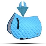 Numnah Saddle Pads with Matchy Fly Veil Bonnet Set / Saddle Pad (Pony, Aqua)