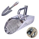 Sand Scoop with Shovel for Metal Detecting,Stainless Steel Metal Detector Beach Finds Scoop, Heavy Duty Metal Detector Accessories,Metal Detecting Digging Shovel Sand Sifting for Treasure Hunting