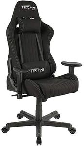 Techni Sport High Back Racing Chair with Foam Seat and Padded Arms, Reclining Gaming Chair with Height and Tilt Adjustment, Black