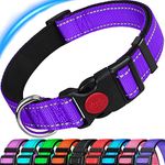 Dog Collar, Reflective Dog Collar, Padded Breathable Soft Neoprene Nylon Pet Collar Adjustable for Medium Dogs,Purple,M: 13-19.7 inch