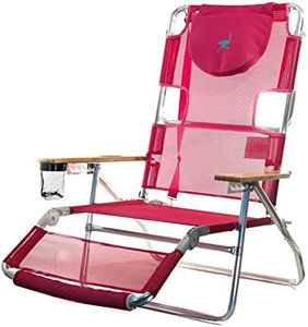 Ostrich Altitude 3N1 Lightweight Lawn Beach Reclining Lounge Chair with Footrest, Outdoor Furniture for Patio, Balcony, Backyard, or Porch, Pink