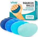 Vive Squeeze Balls for Hand Therapy Set (4 Pack) - Grip Strengthener Occupational Exercise Equipment for Arthitis, Parkinsons, Stroke, Carpal Tunnel Recovery - Stress Relief Massage Putty Finger Toy