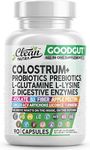 Colostrum Supplement Capsules Probiotics Pills Prebiotics, L-Glutamine, Digestive Enzymes, Folate, Fiber, ACV, Turmeric, Apple Pectin and Turmeric Clean Nutra Good Gut