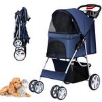 Azaeahom Folding Dog Stroller, Navy Blue