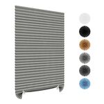 Stick On Blinds for Windows, Temporary No Drilling Light Filtering Pleated Paper Clip On Door Blinds and Shades for Kitchen Patio Bathroom Bedroom (Grey, 60x150cm)