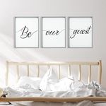 Be Our Guest Sign for Wall Decor Framed 11 * 14 Inch, Wood Guest Room Signs Set of 3 Farmhouse Decor for Guest Bedroom (Gray)