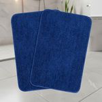 SARAL HOME EASY LIVING Microfiber Solid Rectangle Anti-Skid Bath Mats | Soft & Super Absorbent Mats for Shower | Washable, Non-Slip & Quick-Drying Mats for Kitchen Bathroom | Set of 2 (Blue, 50X80 cm)