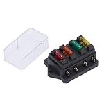 4 Way Blade Fuse Holder Box Waterproof with 4pcs Fuse for 12V-24V Auto Car Marine Boat Fuse Holder Fuse Box Blade Fuse Block Fuse Distribution Block Car Fuse Box Fuse Case Motorcycle Fuse Block Marine