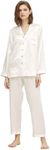 LilySilk Silk Pajamas for Women Button Up Pajamas Set for Ladies Girls Soft Maternity Pajamas Birthday Bridal Party Gift for Christmas Anniversary Valentine's day, Natural White XL