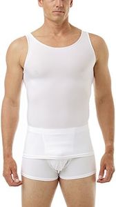 Underworks Mens Microfiber High Performance Compression Tank for Workouts, Sports Training and Shaping, White, Large