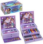 Encanto Kids 43pc Colouring Art Stationery Set with Watercolour Felt Tip Pens Crayons and Pencils Travel Set for Children