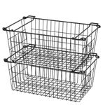 SANNO Chest Freezer Organizer Bins Stackable Wire Baskets For Pantry Storage and Organization Pantry Storage Bins With Handles Sturdy Metal 15.7in