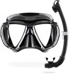 Cressi Big Eyes & Seal Dry Combo Snorkel Set - Wide Field of Vision Diving Mask - Dry Snorkel Technology - Adjustable Fit Scuba Mask - Black/Black - One Size