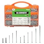 Brackit 2,000 Piece Nail Assortment Set with Storage Case – Including Wire Nails, Brad Nails & Tacks - For DIY, Craft, Masonry, Woodwork, Décor