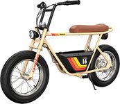 Razor Rambler 16 – 36V Electric Minibike with Retro Style, Up to 15.5 MPH, Up to 11.5 Miles Range, Wide, Rugged 16" Air-Filled Tires, Powerful 350 Watt Hub-Driven Motor, Tan