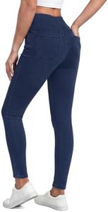 Chasehot Pull on Skinny Jeans for Women, Stretchy High Waisted Leggings Trendy Tummy Control Demin Jegging with Pockets Dark Indigo-M-29