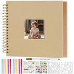 Artmag 8 x 8 Inch DIY Scrapbook Album with Window Hardcover Kraft Blank Paper Scrap Book with 20 Sheets Photo Album for Guest Book, Family Wedding Anniversary (Brown)