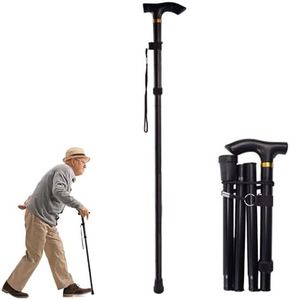 Folding Cane for Seniors, Hiking Cane, Hiking Cane, Folding Cane for Seniors, Folding Cane for Seniors and Adults, Mobility Assistance, Folding Pocket Cane for Men and Women (Black)