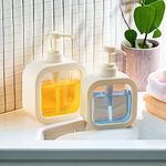 Megory Soap Dispenser - 300/500ML Refillable Wash Hand Liquid, Dish Detergent, Shampoo Lotion Bottle with Pump Head and Label, Ideal for Kitchen & Bathroom Sink or Shower (2 Pack (300ML+500LM))