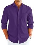 COOFANDY Men's Button Down Long Sleeve Dress Shirt Business Casual Untucked Regular Fit Fashion Button Up Shirts Purple