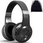 Bluedio Turbine H Wireless Bluetooth 5.0 Stereo Headphones with Mic, Shocking Bass Headphones with Storage Bag for Music Enthusiast, Voice Control (on ear, Black)