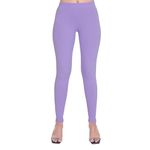 ONE SKY Women Leggings, Cotton & Spandex Fabric,Long Length, Breathable Women Wear, Versatile Tights for Girls, Elastic Waistband, Easy to Care Slacks for Kurti, Comfort Lady Leggings Lilac