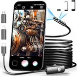 Dual Lens Endoscope Camera with Light, TLMUSE Borescope 1920P HD Inspection Camera Endoscope Camera, IP67 Waterproof Borescope Camera with Light Scope Camera for Android, iPhone, iPad 196.8Inch